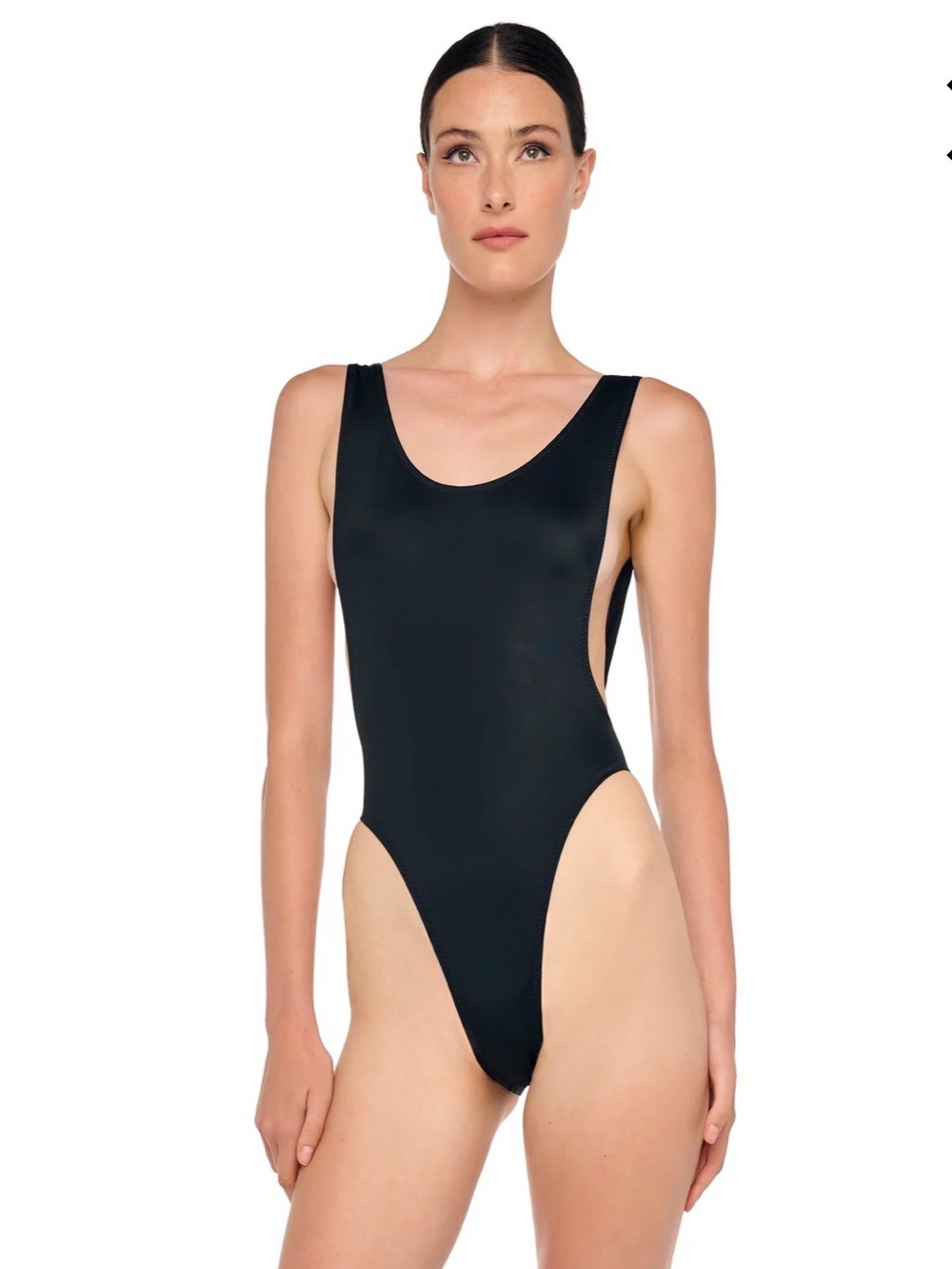 norma kamali marissa black low back one piece swimsuit